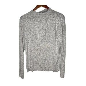 Saints 21 gray ruffle trim mock neck stretchy light long sleeve sweater large